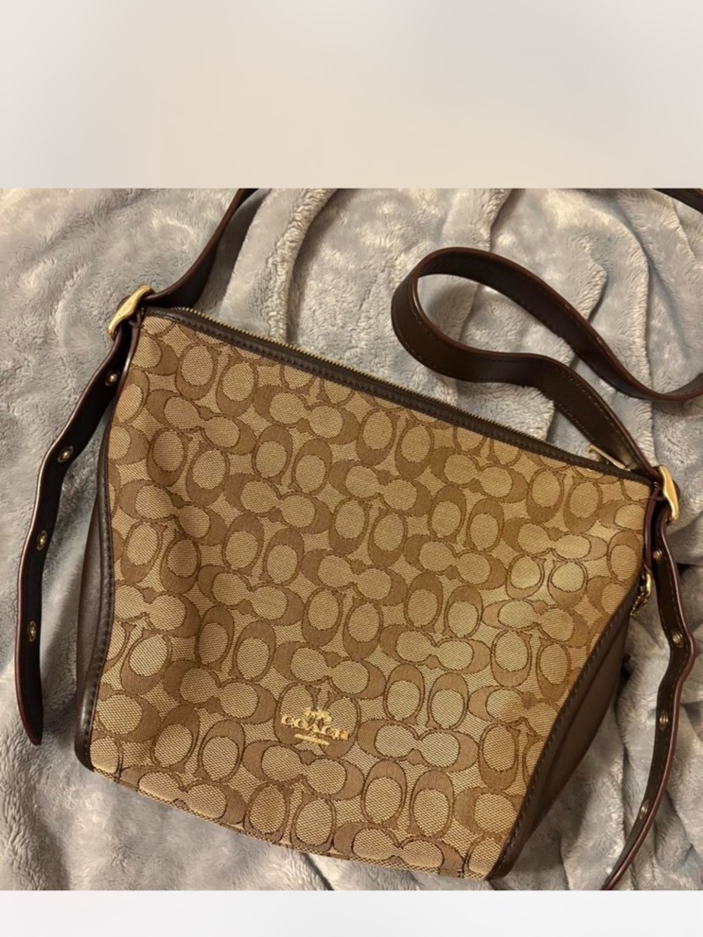 Coach Brown Signature Canvas Crossbody with Dark Leather Trim - Picture 11 of 16